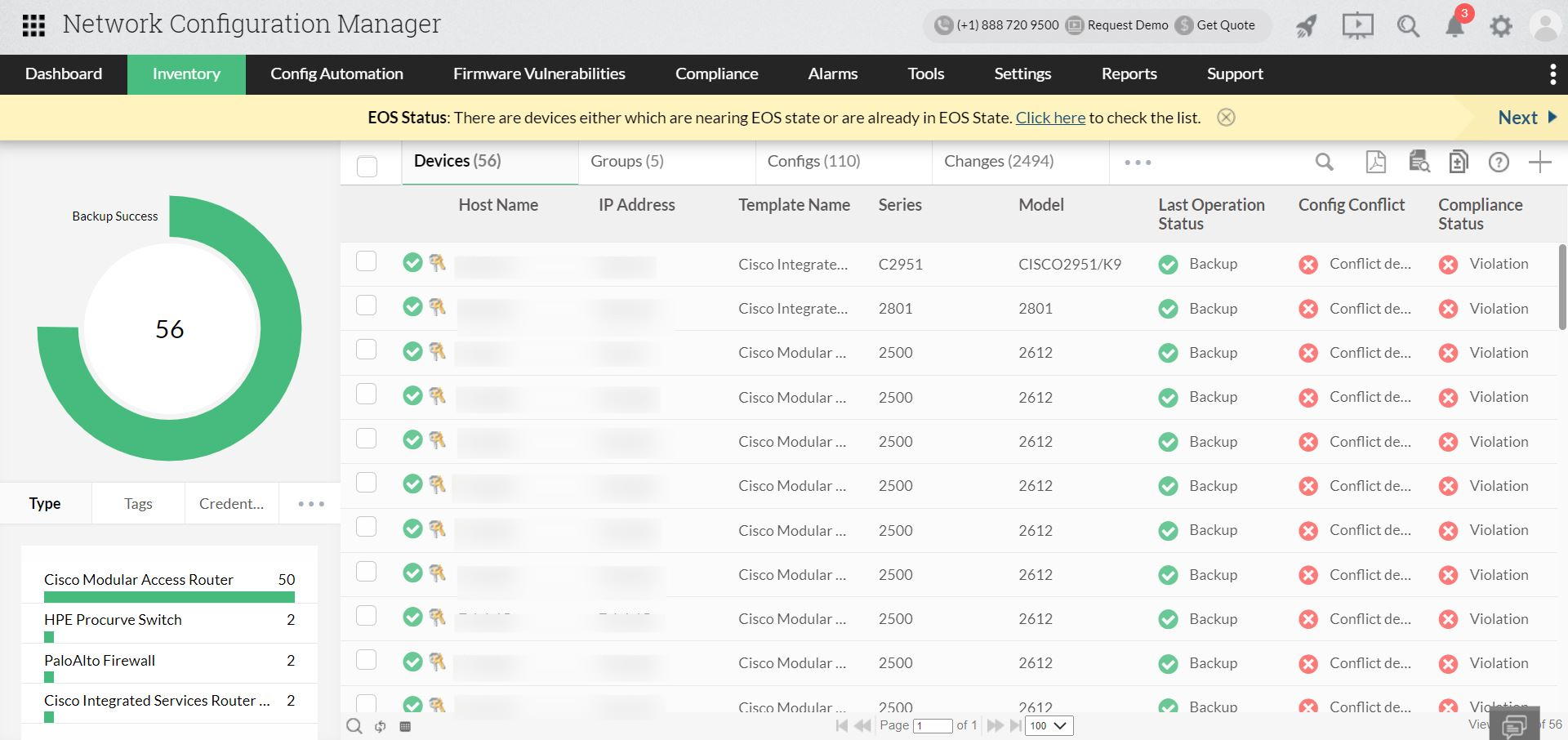 screenshot of ManageEngine Network Configuration Manager